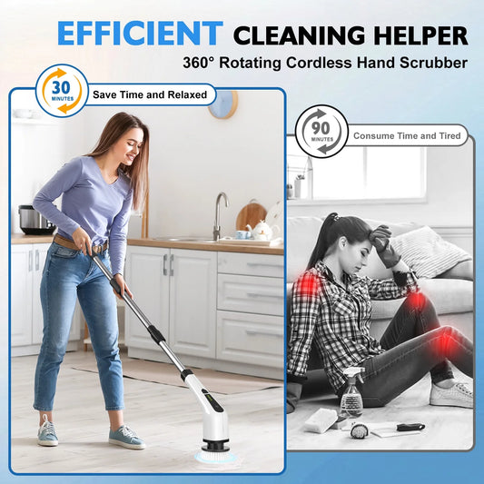 Electric Spin Scrubber — 7 Brush Heads, Cordless & USB Rechargeable